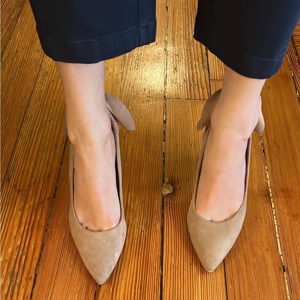 Lord & Taylor nude suede slingback block heels size 7.5
